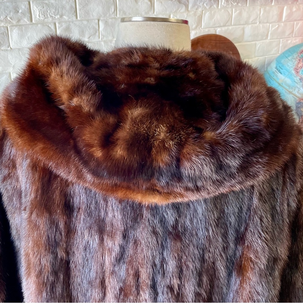 Vintage Brown German Kruse Gross Minneapolis High End Brown 100% Mink Fur Coat - Picture 9 of 15